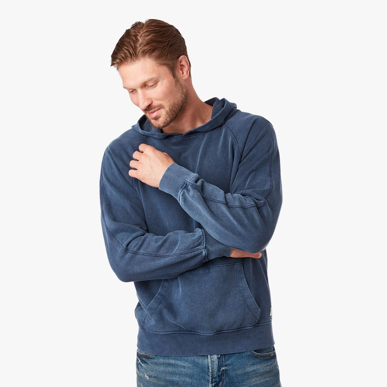 The Vintage-Wash Saltaire Hoodie | Navy - Image 5