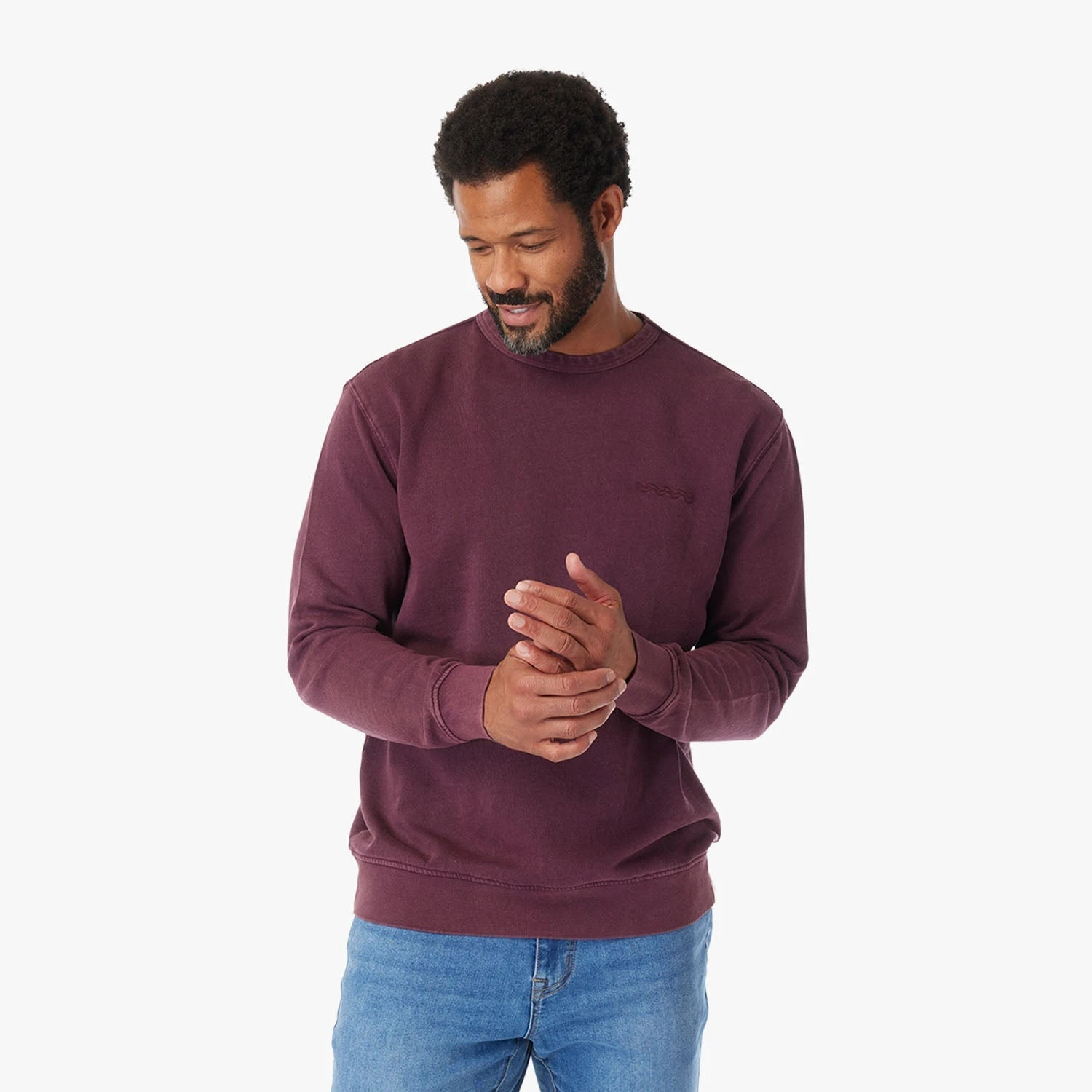 The Vintage-Wash Saltaire Crewneck | Burgundy - Image 3