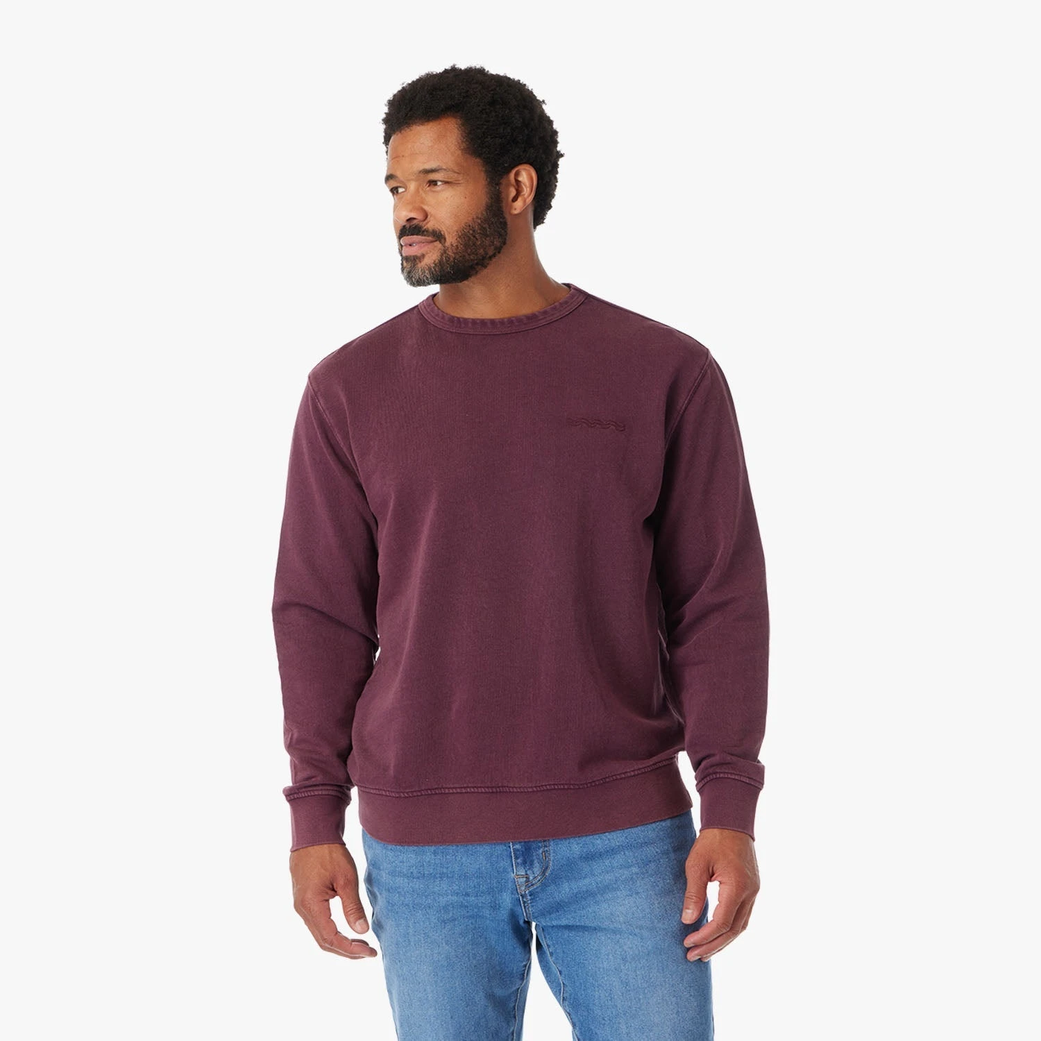 The Vintage-Wash Saltaire Crewneck | Burgundy - Image 5