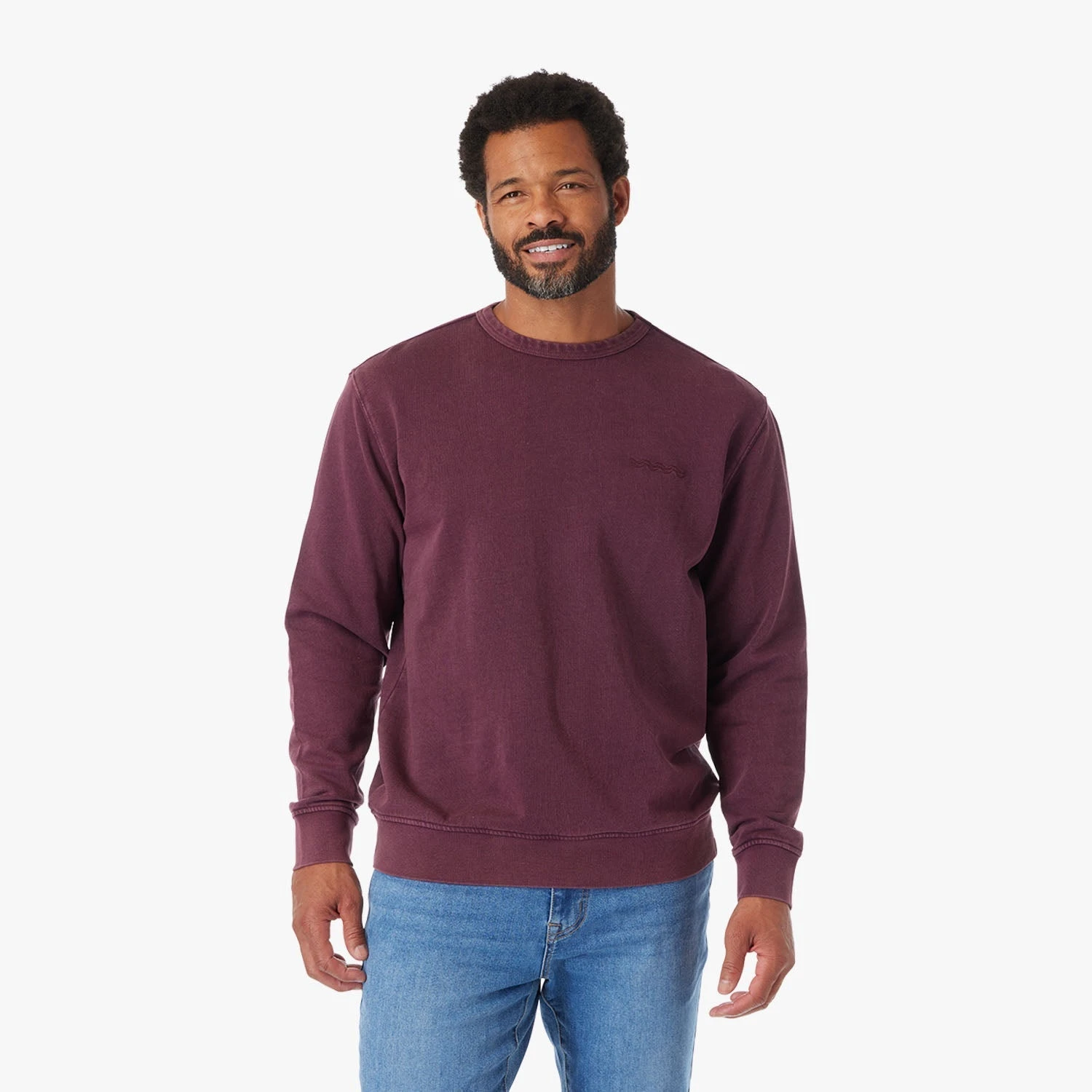 The Vintage-Wash Saltaire Crewneck | Burgundy - Image 4