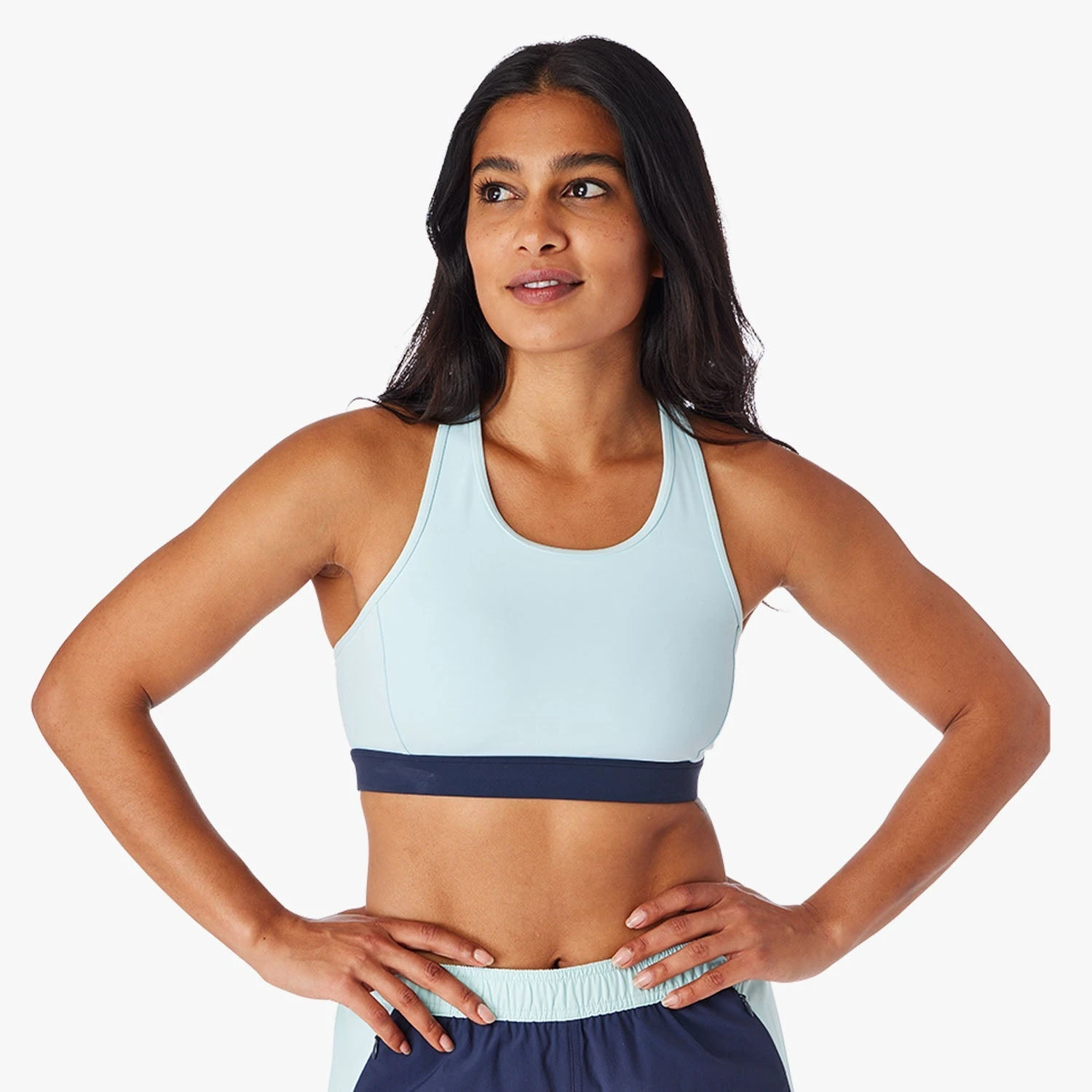 The Corliss Sports Bra | Light Blue Colorblock - Image 4